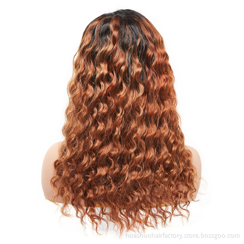 Wholesale Full Cuticle Deep Wave  Malaysian Curly T1b/30 Color Lace Front Wig For Black Women